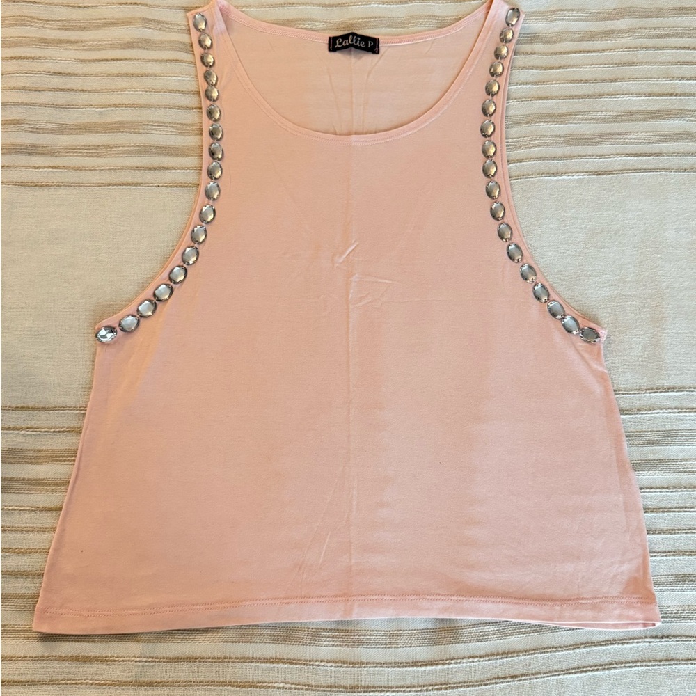Pink Embellished Tank Top
